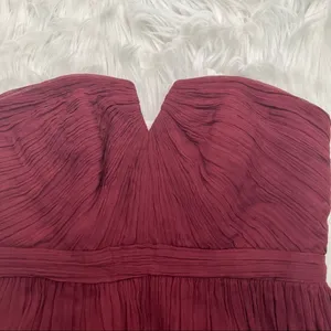 J. Crew Womens Size 6 Nadia Strapless Bridesmaid Dress Burgundy Red Silk Chiffon thumbnail 6
