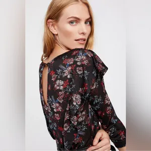 Free People Black Dock Street Knit Blouse Small thumbnail 2