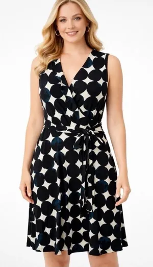 Leota Felicity Dress L Midnight Moon Ruffle Faux Wrap Tie Waist thumbnail 1