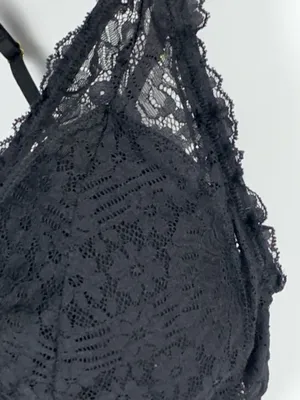Aerie Bralette XL Black Lace Strappy Racerback Wireless Pullover Bra thumbnail 3