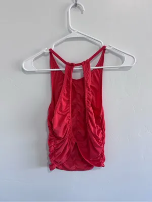 Free People FP Movement Ruched Bright Orange Tanktop XS thumbnail 2