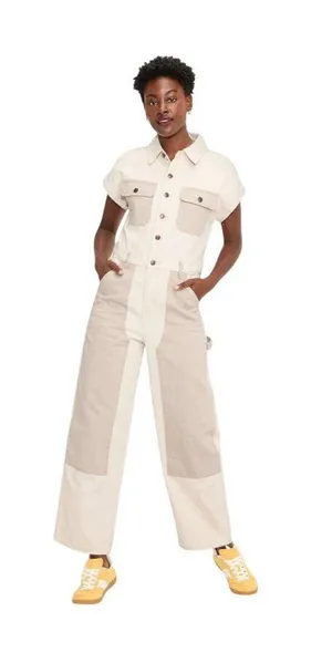 NWT Woolrich X TGT Sleeve Western Denim Jumpsuit 94611508 Cream Off White 4 thumbnail 1