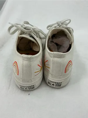 Converse Low Top Canvas Sneakers - Off-White with Red Accent B32 thumbnail 3