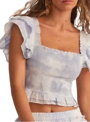 Love Shack Fancy Top Blue thumbnail 1