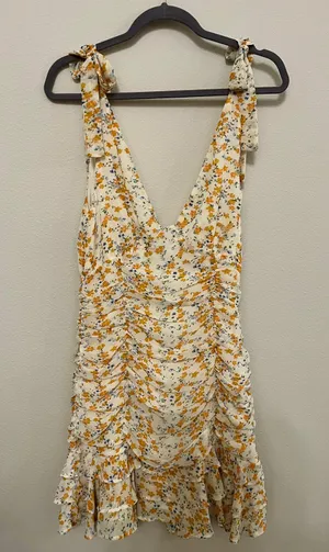 Adeline Yellow Floral Mini Dress NWT thumbnail 6