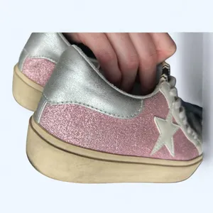 Shu Shop REBA White & Pink Sparkle Tennis Shoes Fashion Sneaker size 6.5 Glitter thumbnail 9