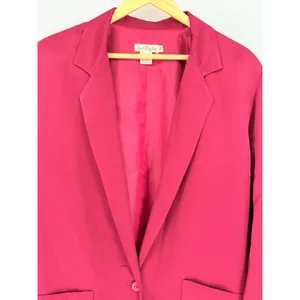 Ann‎ Taylor Blazer Women 10 Magenta Pink Vintage Single Button Lined 80s 90s thumbnail 2