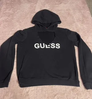 GUESS Los Angeles Triangle Cut Hoodie Sweatshirt Black Size L Y2K‎ I0191 thumbnail 1