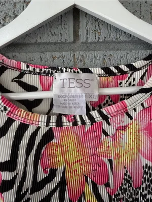 Vtg 90s Sleeveless Floral Zebra Print Tank Top Size XL Slinky Going Out Top thumbnail 4