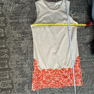 Lucy Paris Women’s Size L Cream Tan Orange Lace Hem Tank Sleeveless Sheath Dress thumbnail 7