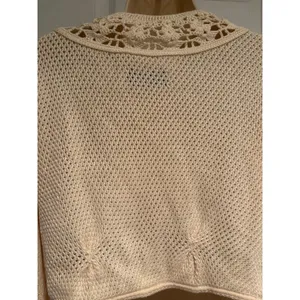 Geiger Austria Ivory Cotton Crochet Collar Cardigan‎ Sweater Cottagecore Sz 38 thumbnail 3
