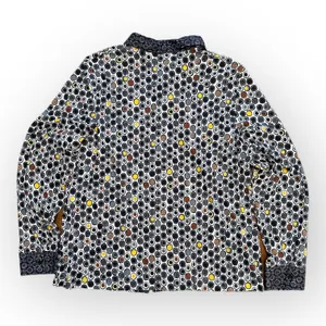 Erfo Pure Cotton Navy Blue Polka Dot‎ Button Up Blouse Top Size L thumbnail 3