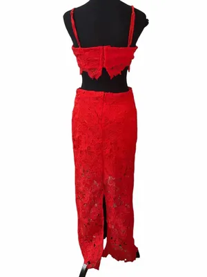 Amable by Mable Lace Maxi Orange Dress(Size Medium) thumbnail 5