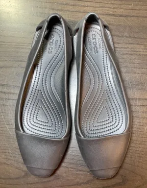 Crocs Sienna Flat‎ Womens 9 Black Square Toe Cutout Slip On Comfort Shoes thumbnail 1
