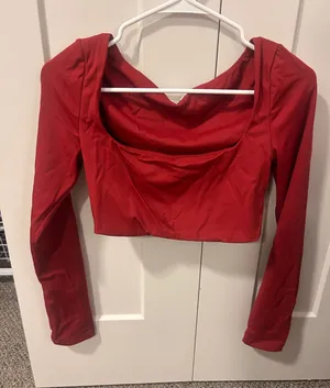 Crop workout top tik tok shop Red thumbnail 1
