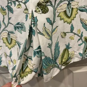 Ann Taylor LOFT Women 4 White Green Teal‎ Floral Linen Blend A-Line Mini Skirt thumbnail 3