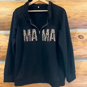 Mama Leopard Pullover Sweatshirt 1/4 Zip thumbnail 1