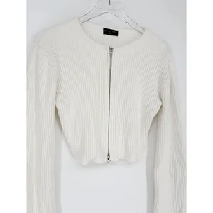 White Fox Boutique From the Heart Full Zip Sweater Women's S/M White Coastal thumbnail 4