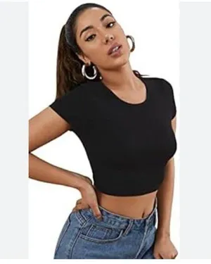 Shein size medium black crop top shorts sleeves thumbnail 1