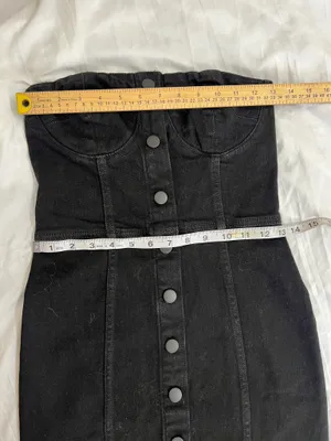Zara Black Denim Strapless Button-Front Midi Dress with Slit thumbnail 8
