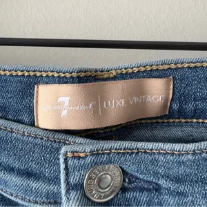 7 For All Mankind High Waist Slim Kick Jeans Dark Blue Wash Flare Jean denim EUC thumbnail 10