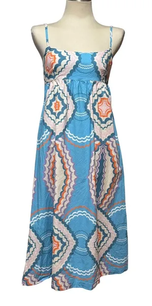 Never on Sunday Midi Sundress Blue Purple Orange Small thumbnail 1
