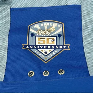 Vintage 2008 Los Angeles LA Dodgers 50th Anniversary Beach Blue Zip Top Tote Bag thumbnail 2