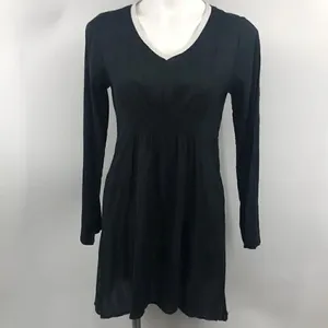 Athleta black sheer lightweight cotton shirred waist dress thumbnail 2