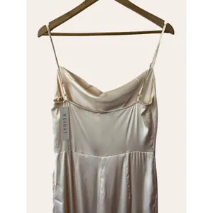 Meshki Kimberly Ivory Satin Cowl Neck Slit Cocktail Slip Dress Size Medium thumbnail 8