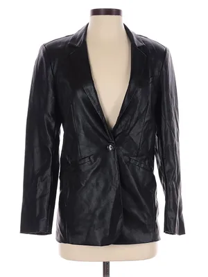 Z Supply Sandelle Black Faux Leather Blazer XS Going Out Indie Minimalist Edgy thumbnail 2