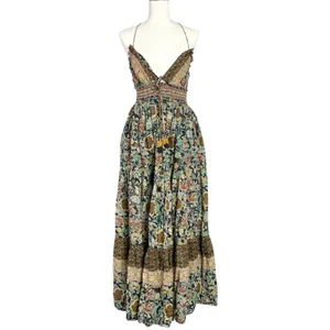 Free People Bohemian Gypsy Beachy Real Love Maxi Dress Twilight Combo Size Large thumbnail 12