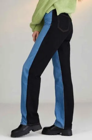 NWT Pacsun 90's Boyfriend Jeans Blue/Black Two‎ Tone Size 25 Preppy Edgy Grunge thumbnail 1