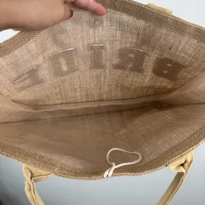 Bride Burlap Tote White thumbnail 2