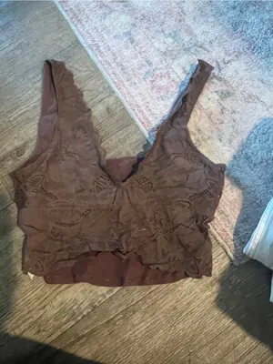 Aerie Brown Lace Crop Tank Top - Women thumbnail 4