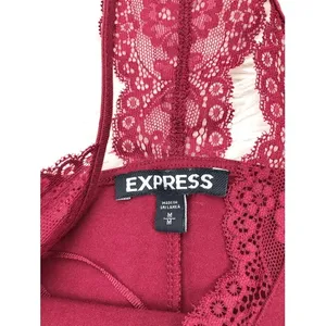 Express‎ Maroon Red Spaghetti Strap Lace Back Bodycon Dress Size Medium thumbnail 5