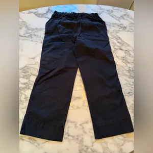 NWT Quince Women Organic Cotton Straight Wide Leg Pants Black 6 elastic waist thumbnail 3
