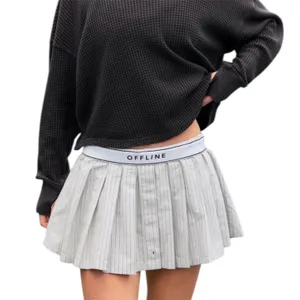 OFFLINE by Aerie NWT Oxford Pleated Tennis Skirt Striped‎ Athleisure Size Large thumbnail 1
