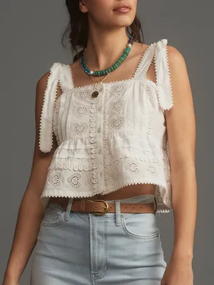 Forever That Girl Anthropologie Heart Lace Babydoll Blouse Medium thumbnail 1