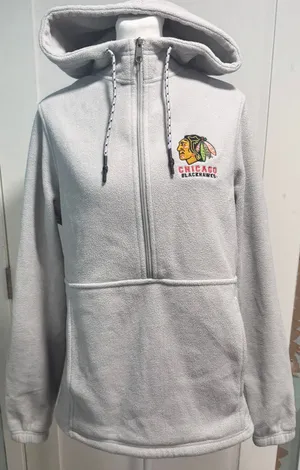Champion Chicago Blackhawks Hockey 1/2 Zip Fleece Hooded Pullover Size S thumbnail 1