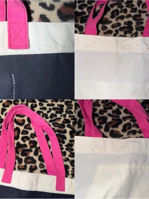 2000s vintage style abercrombie & fitch striped tote bag with pink moose & strap thumbnail 6