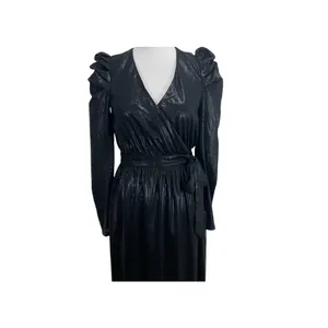 Lulus Dream Big Metallic Puff Long Sleeve Midi Dress in Black Size S thumbnail 4