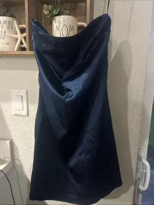Princess Polly Navy Satin Slip Dress thumbnail 2