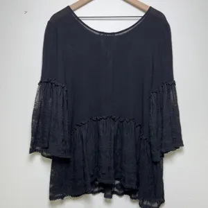 Easel Women Cotton Whimsigoth Fairy Grunge Top‎ Black Lace Bell Sleeve Peasant thumbnail 7
