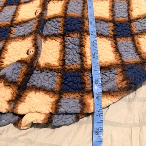 Absolutely Famous Blue & Brown Plaid Sherpa Fleece Shacket - Womens Size XL thumbnail 11