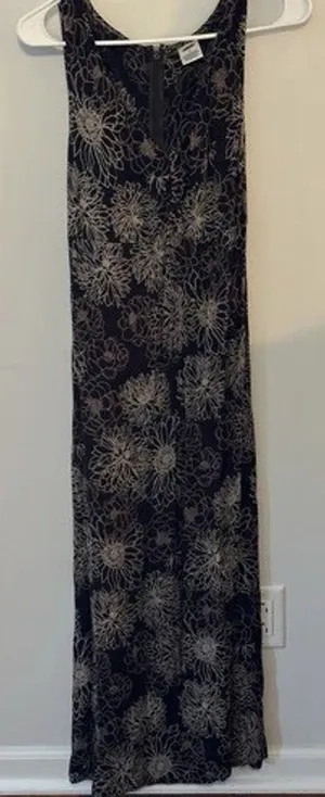 Old Navy Maxi Dress Black/White Floral Sleeveless Fairy Grunge Sz.14 Vintage Y2K thumbnail 1