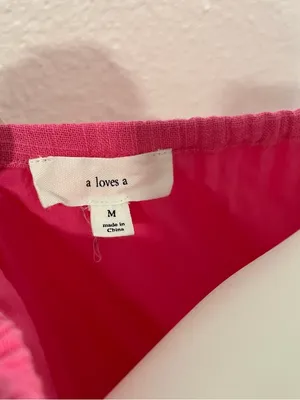 A Loves A Hot Pink Embroidered Boho Tunic Dress with Waist Tie Size Medium thumbnail 3