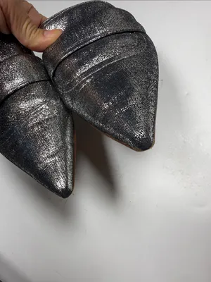 Marni Silver Metallic Leather Pointed Toe slip-on Mules S-587 Sz 6 thumbnail 3