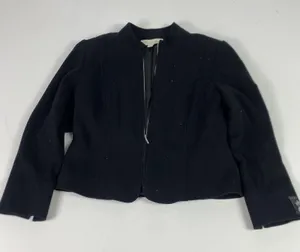 Mainbocher Jacket Womens 10 Black Cashmere Wool Blend Short Zip Front Lined thumbnail 1