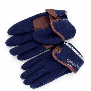 Hotfingers Fleece Gloves Mens OS Navy Blue‎ Leather Trim Gorpcore Winter thumbnail 3