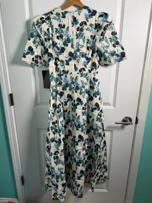 Tuckernuck Blue‎ Blooms Linen Maxi Dress Size XS Floral Coastal Vacation thumbnail 14